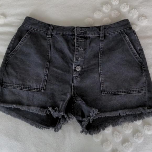 Free People Black Denim Shorts